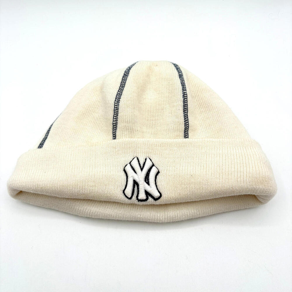 American Needle Genuine Merchandise MLB NY Yankees Cuffed Beanie Ivory Hat